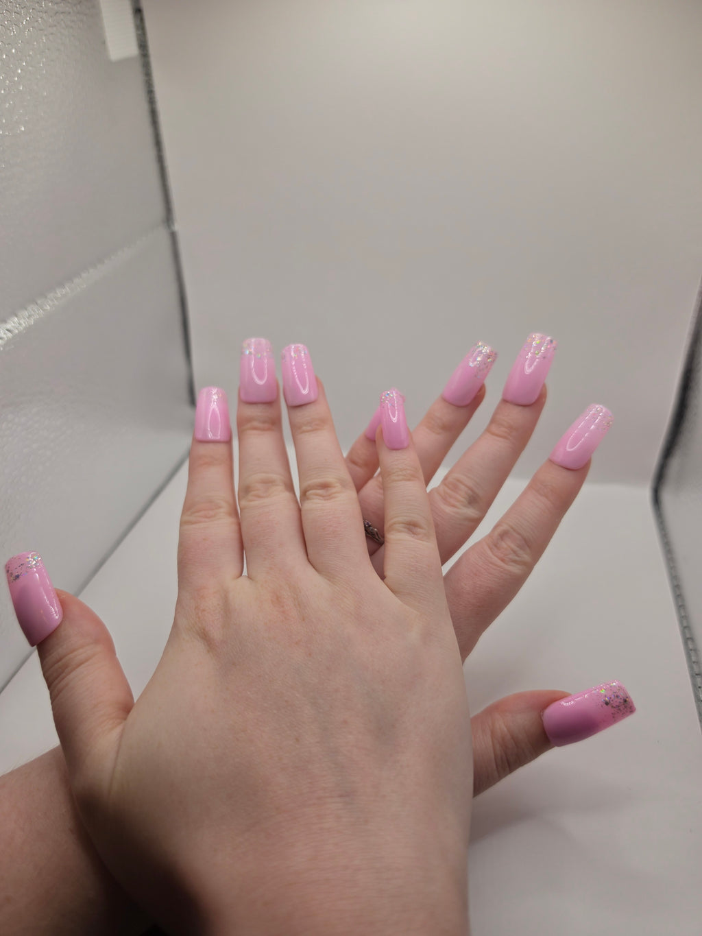 Pink with Sparkle French tip