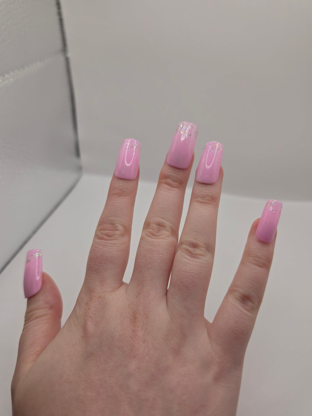 Pink with Sparkle French tip