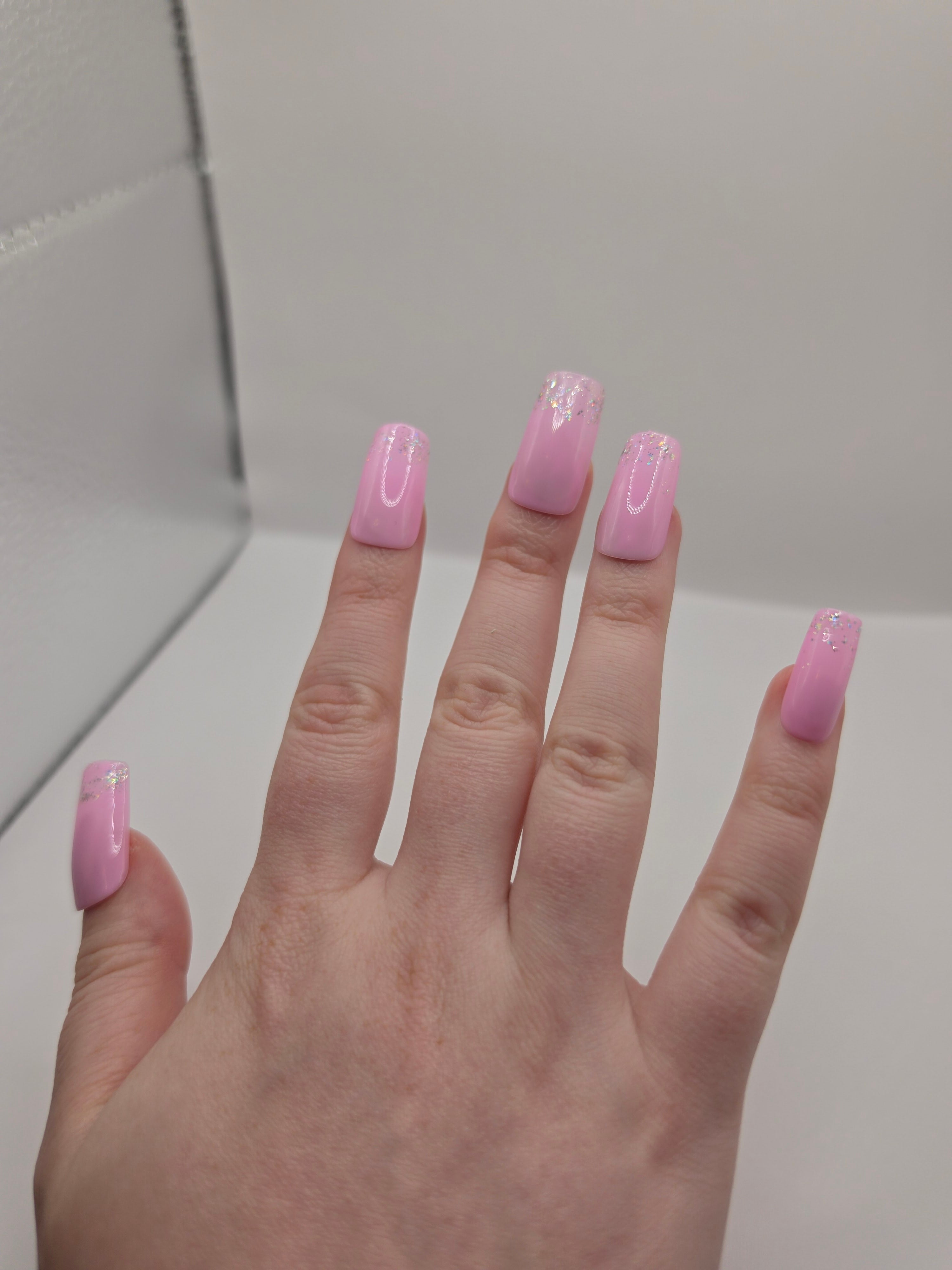 Pink with Sparkle French tip